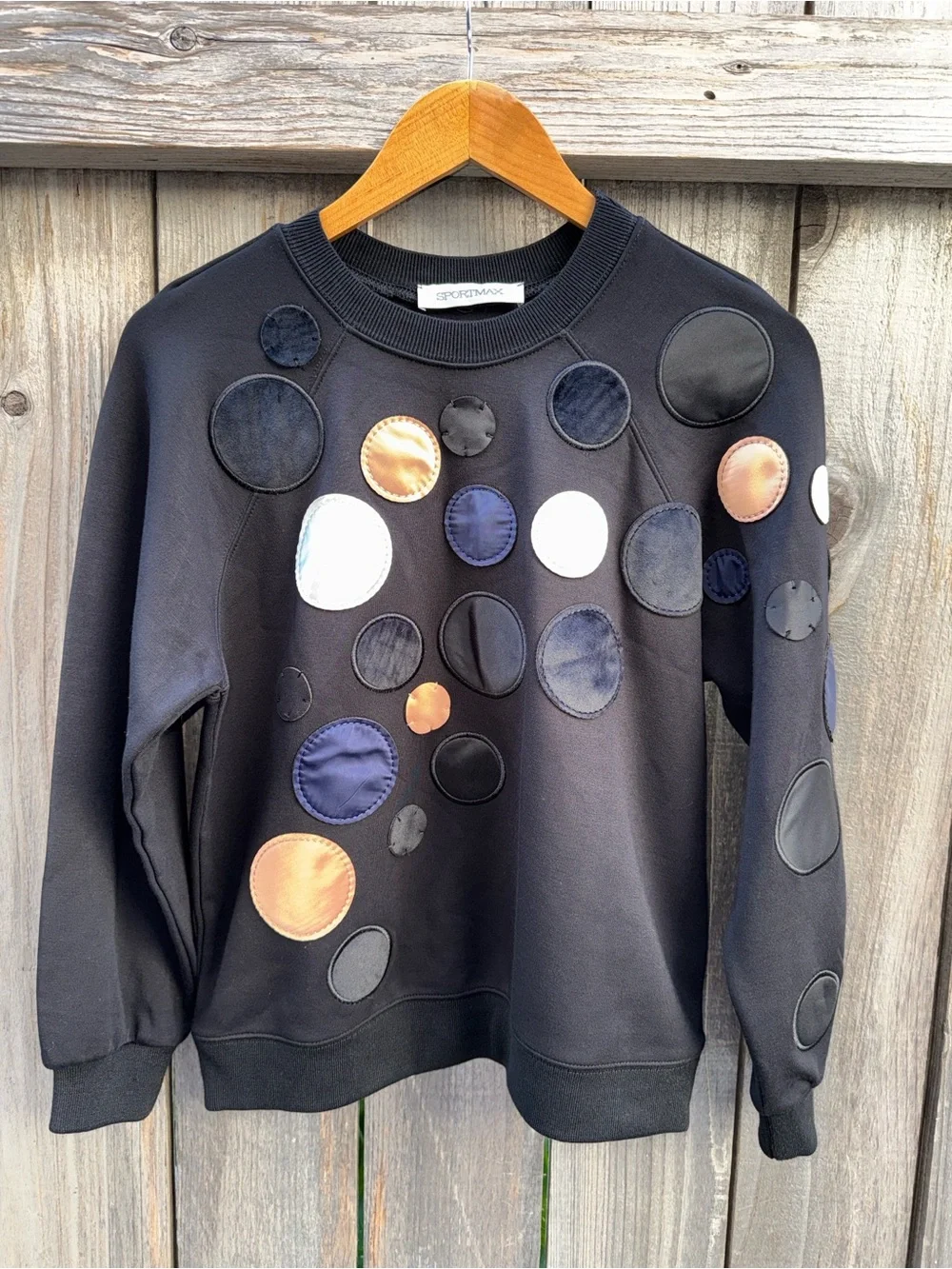 Sportmax Dot AppliquedCrew Neck Sweatshirt Black Size Small